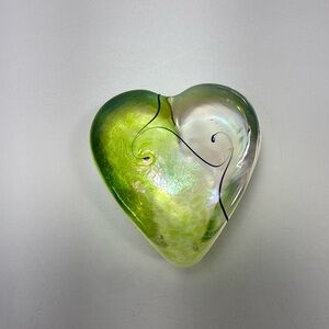 Luminous Green and Clear Heart Glass Art